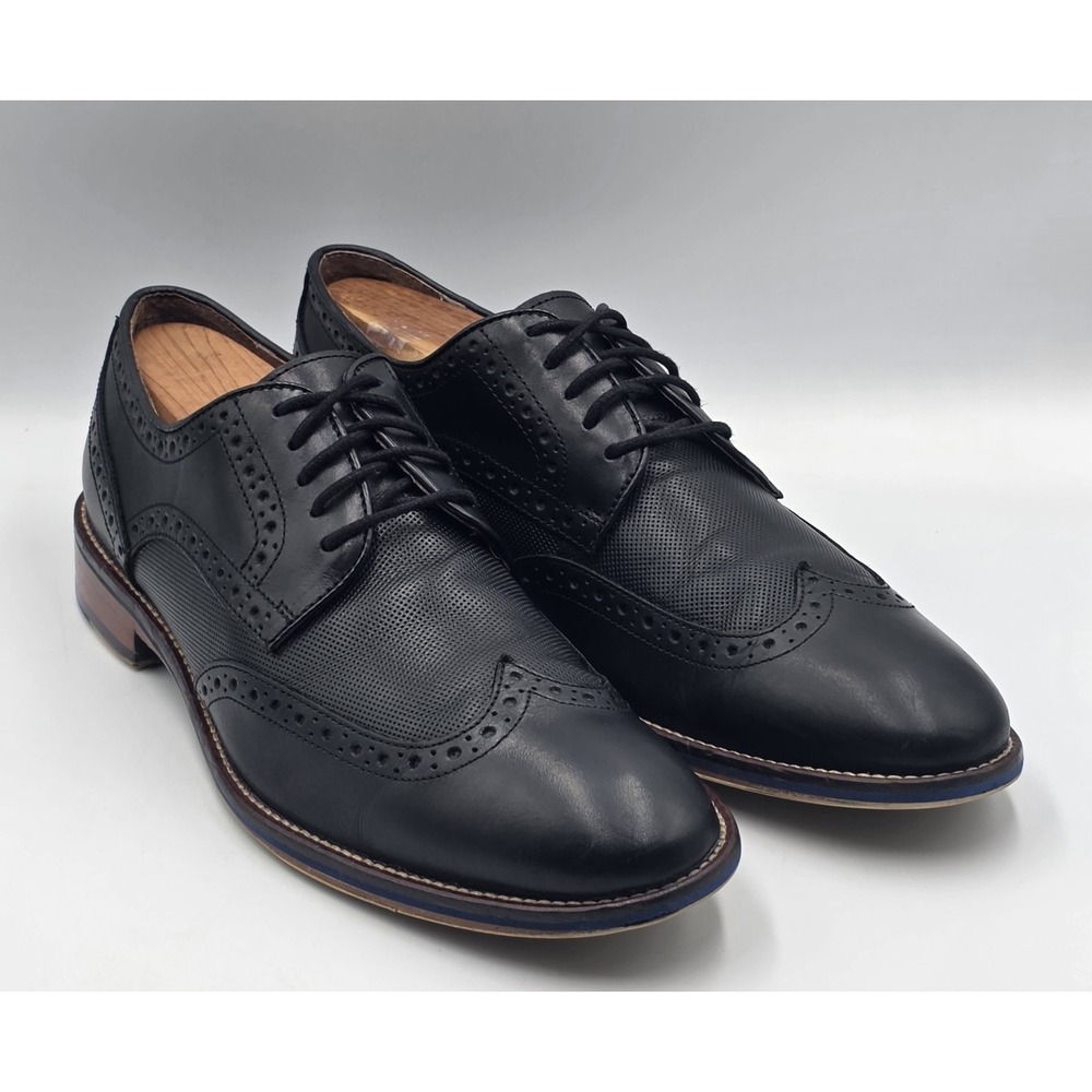 Johnston Murphy Conard Wingtip Derby Mens 10 M Black Leather Dress Shoes 20-3895